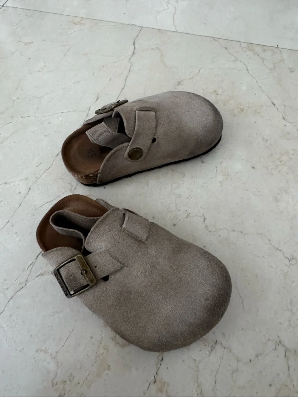 Kids Taupe Suede Slip-On Clogs